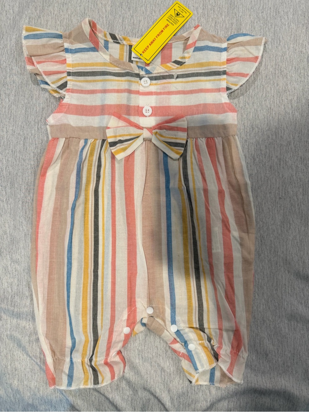 Striped Baby Girl Romper with Bow